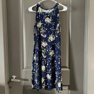 Floral Navy Blue Swing Dress 👗